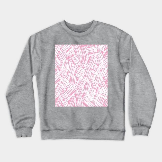 Lines Sketch in Blush Pink and White Crewneck Sweatshirt by OneThreeSix